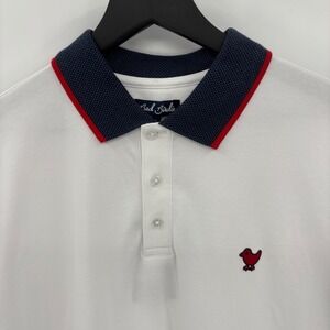 Bad Birdie Polo Shirt Mens Large White Navy Red Colorblock Golf Athletic New